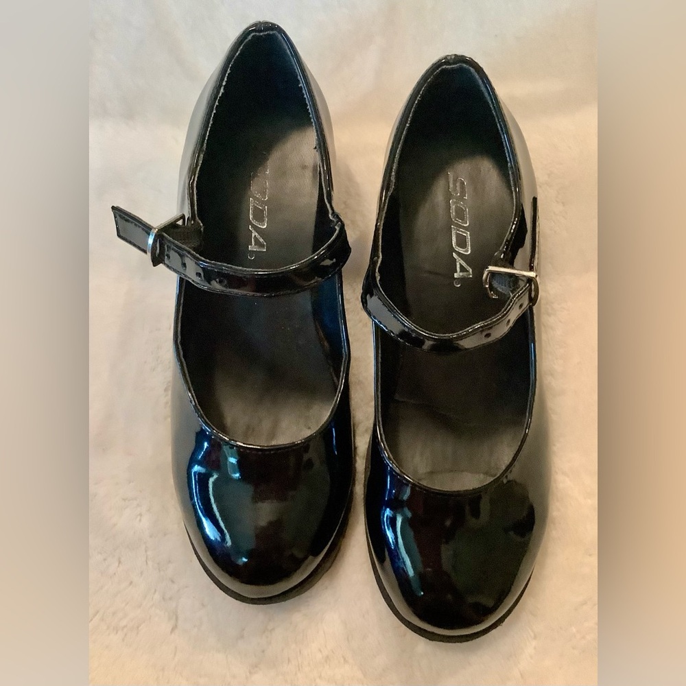 Soda Shiny Black Kids Dress Shoes